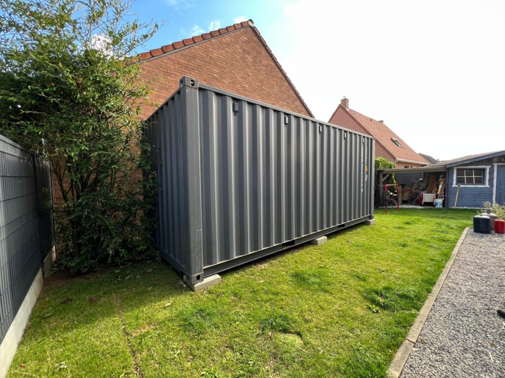 container stockage metallique anthracite jardin